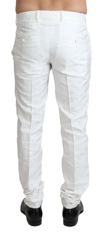 Pantalones de vestir Dolce & Gabbana blanco brocado jaquard IT44/W30/XS $1200 Foto 3 de 4