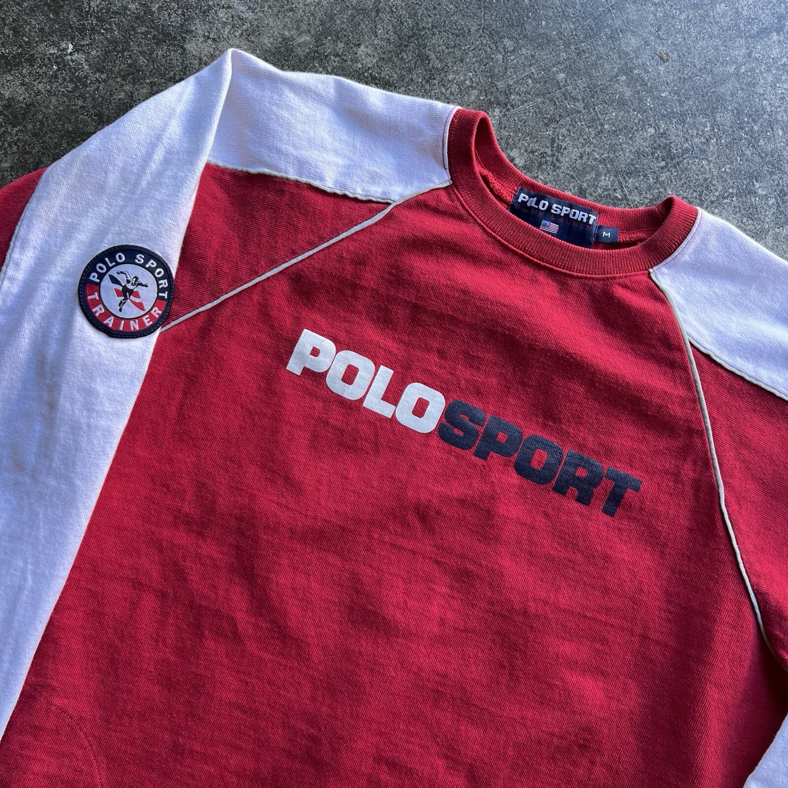 Vintage RARE 90s Polo Sport Trainer Cotton Longsleeve Sweatshirt Mens Size M Red image 2