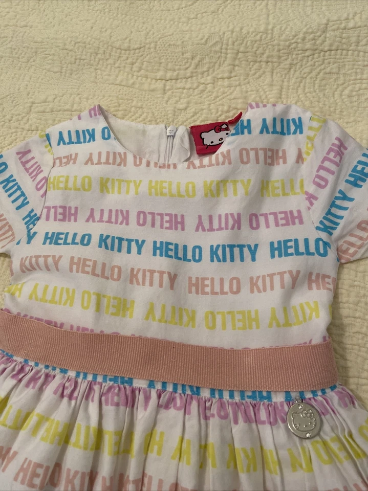 Vestido Hello Kitty Sanrio Bebé/Niño Pequeño Multicolor Forrado Cinturón Talla 1-2Y Foto 2 de 4