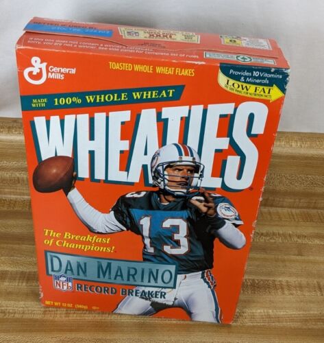 Boîte de céréales Wheaties Dan Marino NFL Miami Dolphins Record Breaker 1995 non ouverte   - Photo 1 sur 12