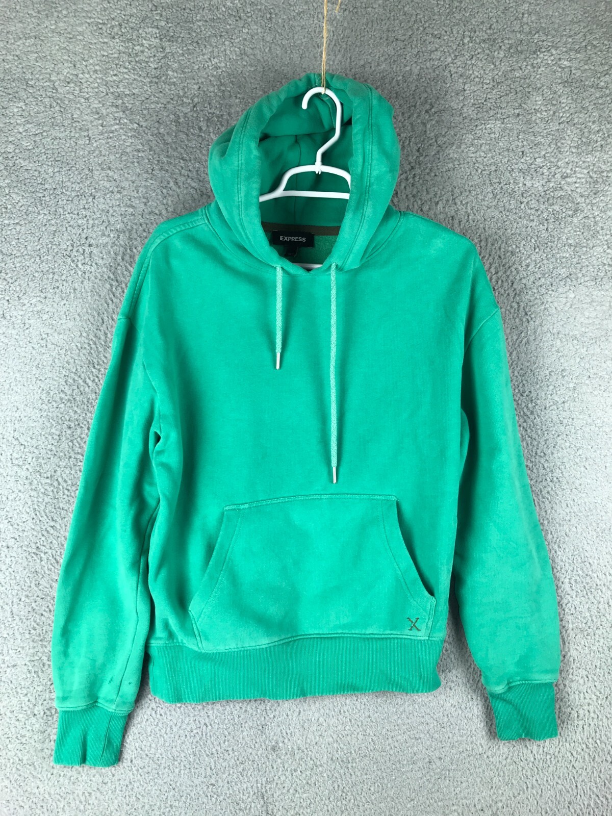 Express X Long Sleeve Drawstring Pullover Green H… - image 1