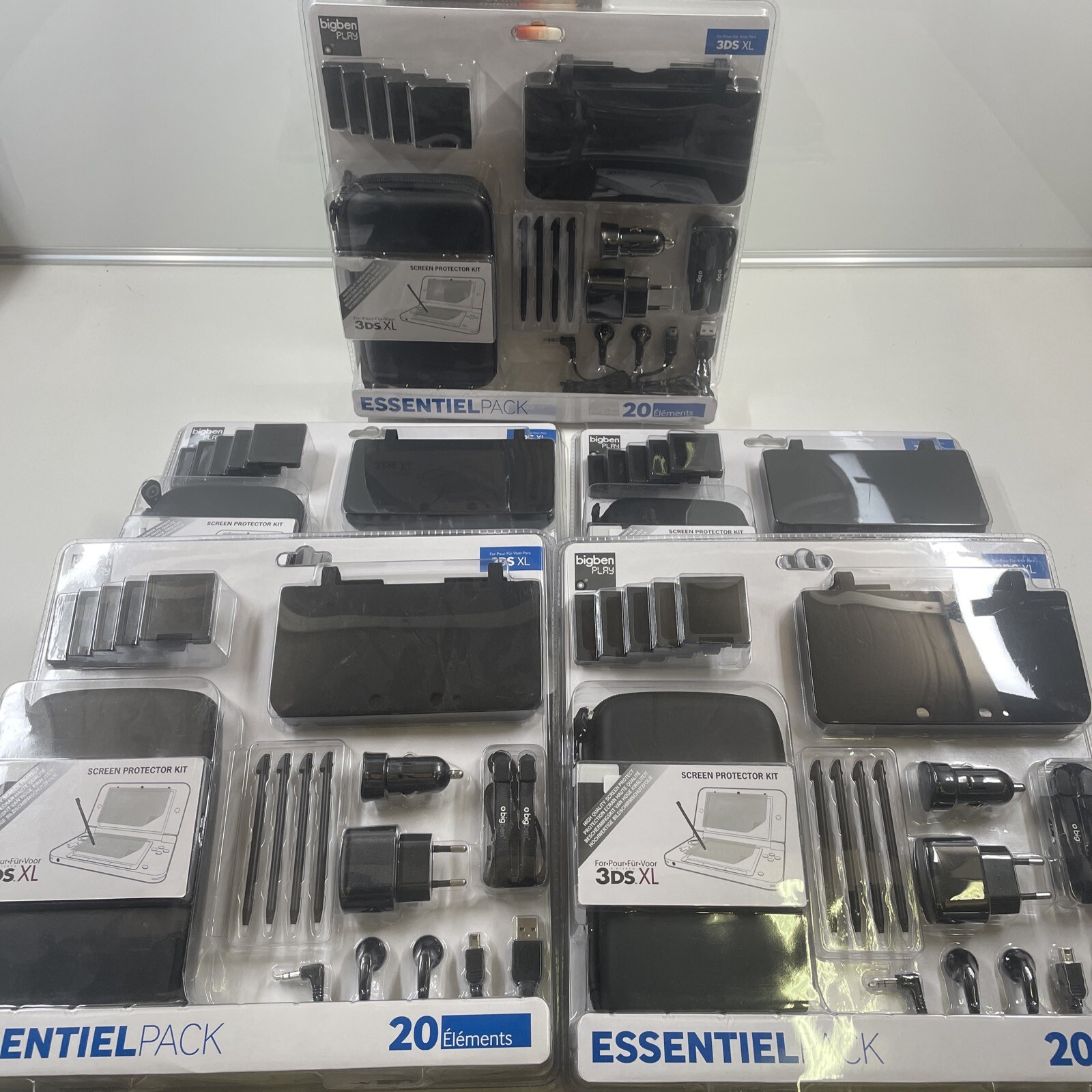 NEUF NEW lot 5 pochette étui stylet chargeur écouteurs nintendo 3DS XL dsi noir