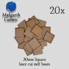 20x Square 30mm MDF Miniature Bases Warhammer Laser Cut 40K FREE SHIPPING