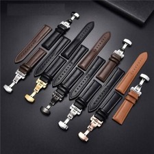 Weiches Kalbsleder Uhrenarmb&auml;nder Automatik Butterfly Verschluss Uhrenzubeh&ouml;r