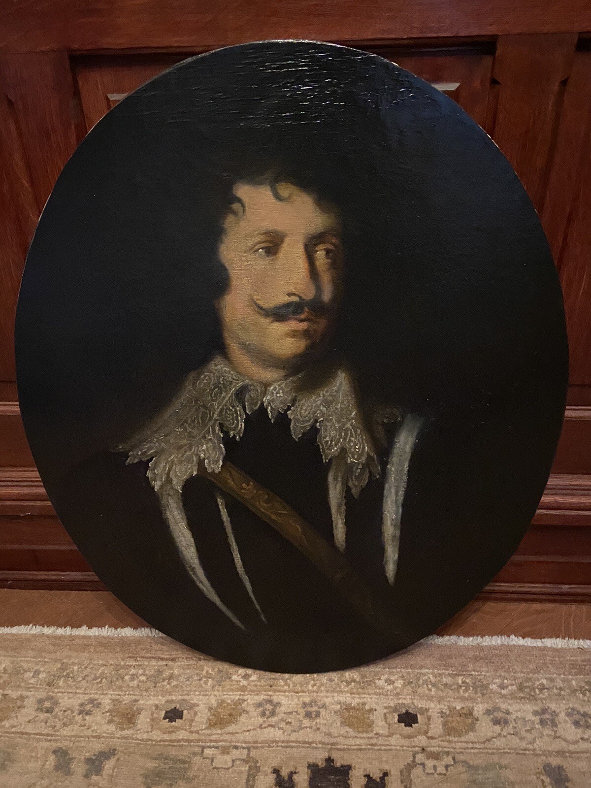 Antique 1800’s Flemish Style Oval English Oil on Canvas Portrait of a