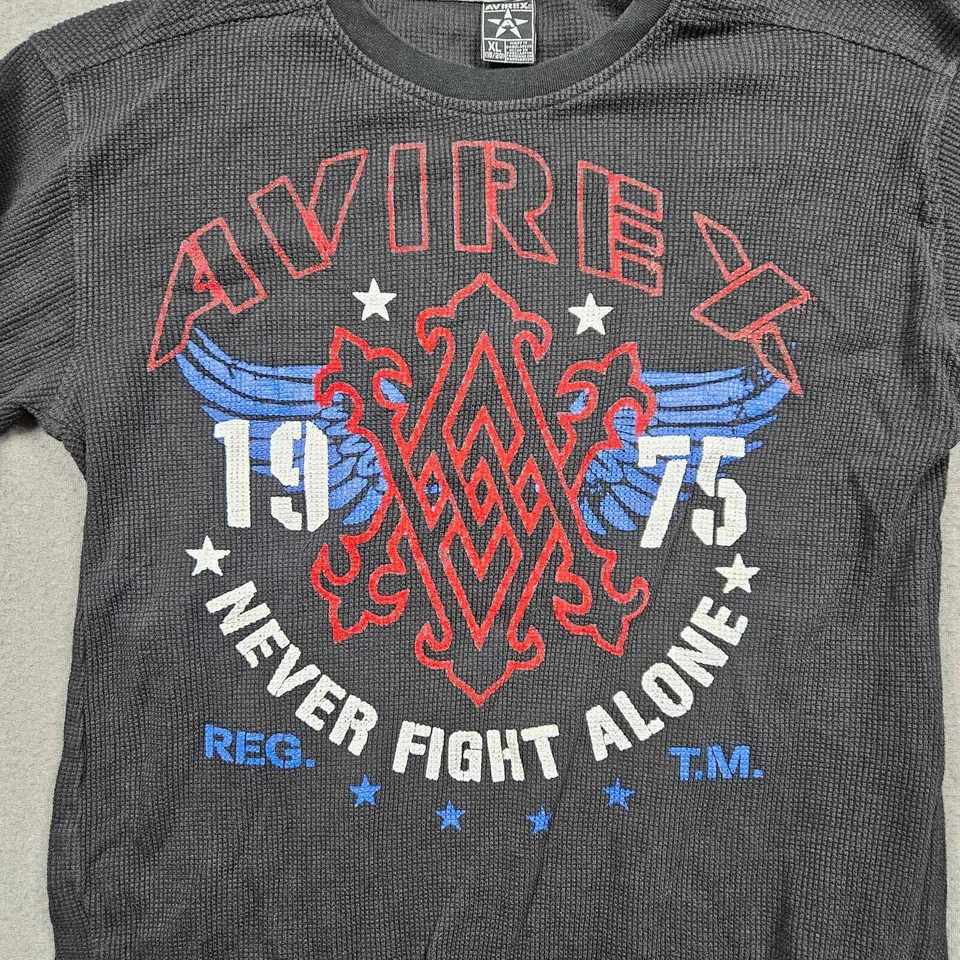 AVIREX 衬衫保暖衬衫华夫格针织青少年 XL 18/20(男士小号)格斗 — 第 2/4 张图片