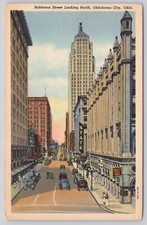 Postcard Robinson Street Looking North Oklahoma City OK Unposted (413)