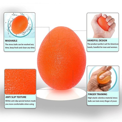 Adore Pro Stress Ball Therapy Relief 5 Squeeze Balls Egg Hand Grip Exercise Ball - Picture 6 of 9