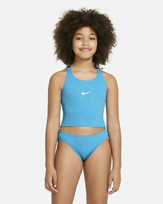 Nike Kids Girl Blue Crossback Midkini Swimsuit Set L10746 Size