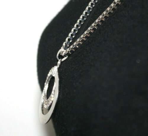 Fashion Necklace Silver Toned Double Circle Clear Rhinestones Box Chain - Picture 4 of 7