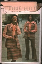 3882 Vintage Butterick Sewing Pattern Misses Vest Blouse Skirt Pants 1970s OOP