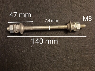 Union Achse Länge M8X140 mm, NOS Vintage Oldtimer 