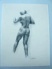 BRYN Y Original Charcoal Erotic Drawing Erotic Drawing Nude Handsigned Nude Female