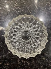 Vintage Large Lead Crystal Cut Clear Glass Cigar Cigarette Ashtray 7” Heavy