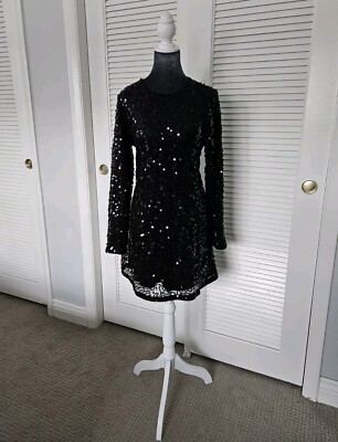 h&m black mini dress Women's Black Draped Velour Mini Dress