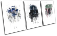 Star Wars Retro Paint Movie Greats TREBLE CANVAS WALL ART Picture Print