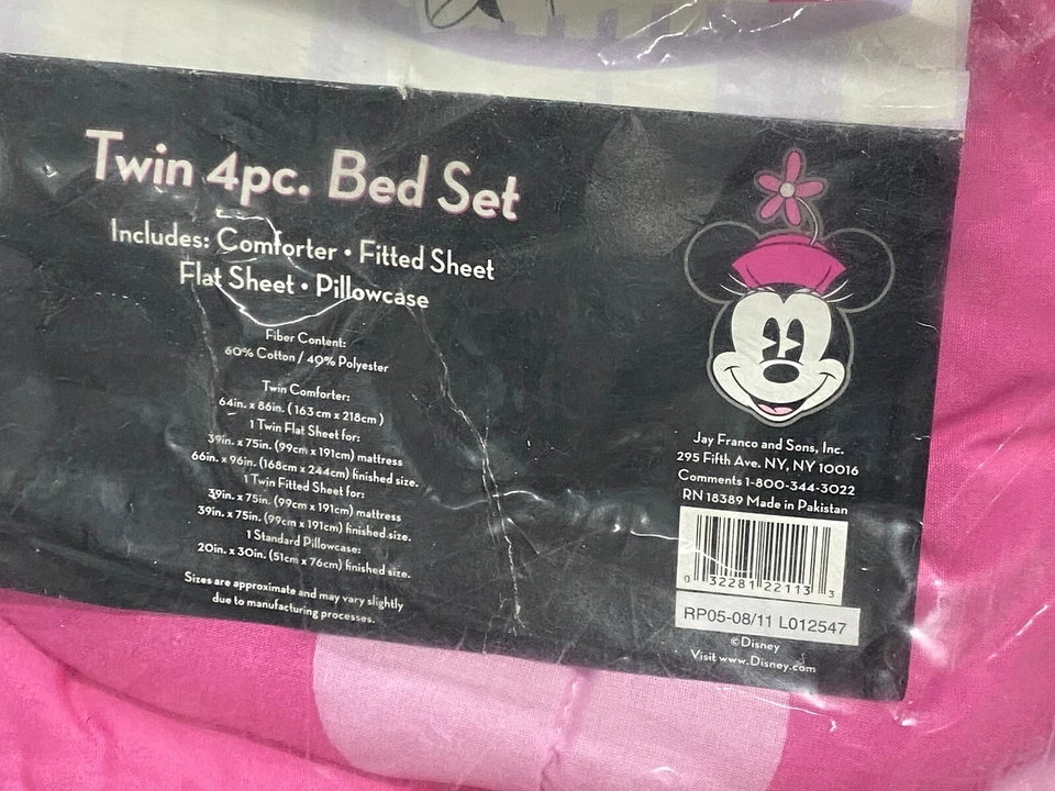 !WOW! Juego de edredón y sábanas vintage MINNIE MOUSE rosa 4 piezas cama doble en una bolsa Foto 4 de 4