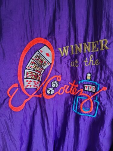 Giacca a vento viola Las Vegas vintage El Cortez Casino taglia XL rosa fluo