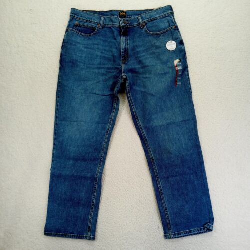 Lee Relaxed Fit Jeans Mens 38x29 Blue Straight Leg Cotton Dark New