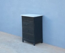 Mobiletto comodino laccato Shabby Chic con piano in marmo, '800 - L 55 cm!