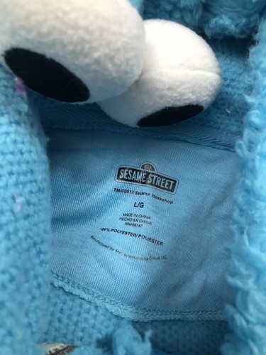 Blue Cookie Monster Pajama Sleeper Jumpsuit Adult Large - Picture 3 of 3