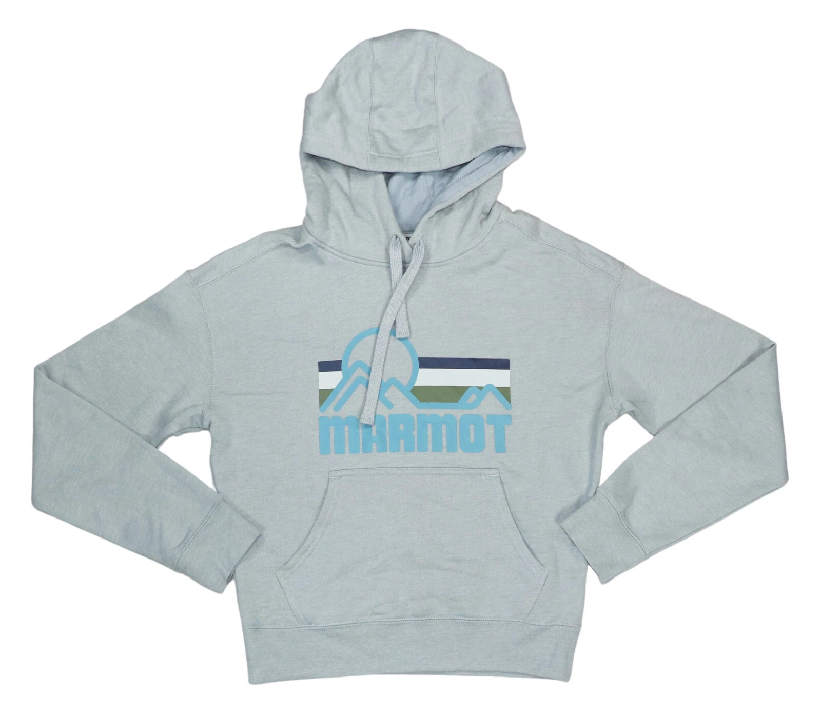 Marmot Coastal Logo Front Women's Pullover Hoodie Sweatshirt S NWT Sleet Cascade