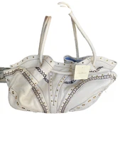 Cole Haan Pleated Tote Stone Village Grommet Leather