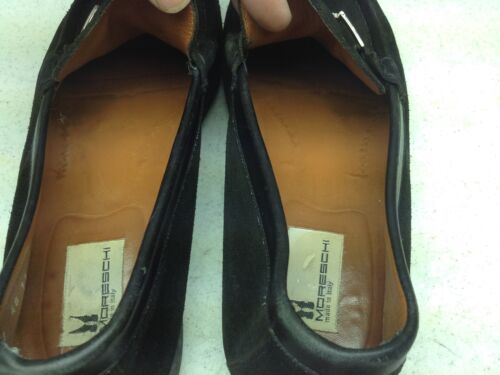 ITALIAN MORESCHI DISTRESSED BLACK SUEDE LEATHER BIT SLIP ON LOAFER SHOES SIZE 11 - Picture 2 of 10