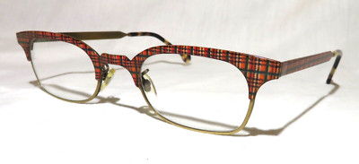LA Eyeworks SWELL Eyeglasses  1998 NOS New Metal Red/Gold Plaid 467455 frames