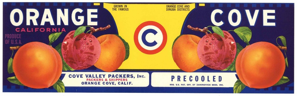 果物 Dear.T Orange Cove Brand, Plum, Peach, Apricot *AN ORIGINAL FRUIT CRATE
