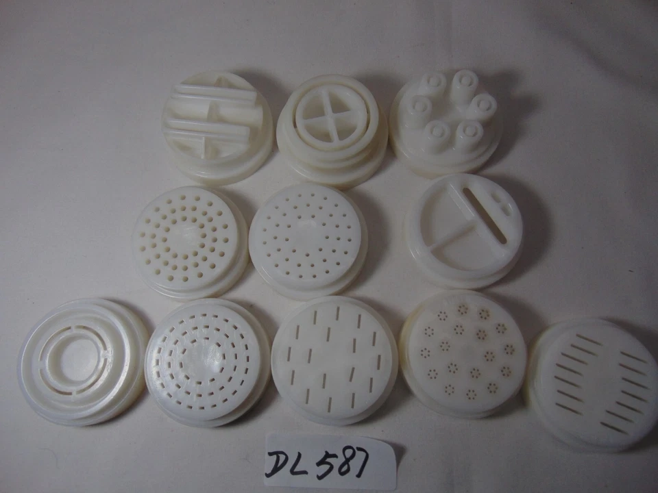 Lote de 11 matrizes de disco de reposição para máquina automática de massas e salsichas Popeil modelo P400 - Imagem 2 de 4