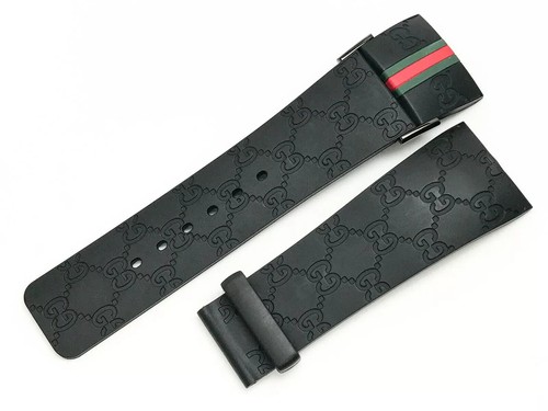 26mm I-Gucci 114-2 Genuine OEM Replacement Black Rubber Band Gucci YA114207 NEW