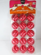 VTG Red Satin Spun Silk Sheen Christmas Ball Ornaments Styrofoam D120