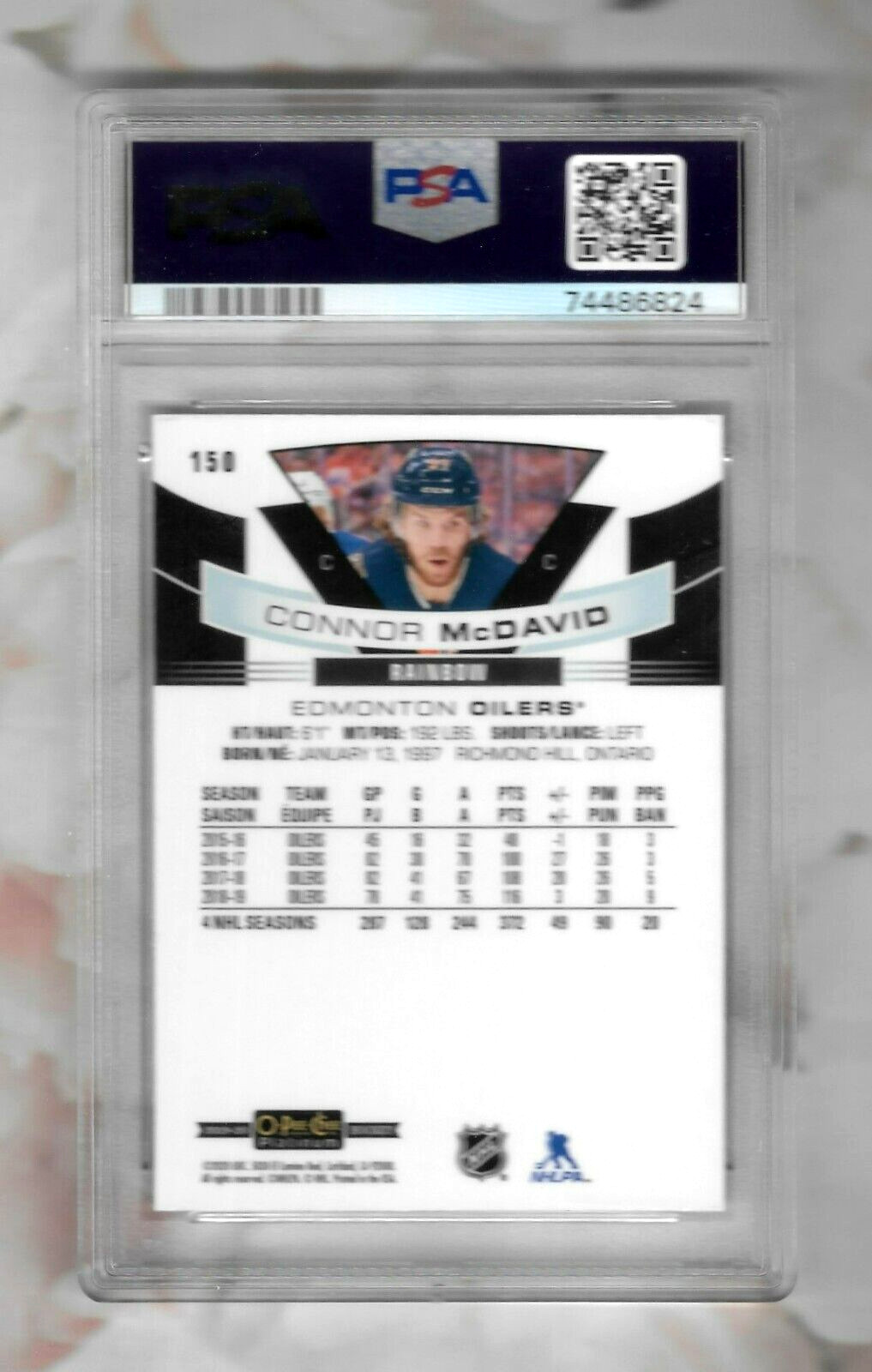 CONNOR MCDAVID 2019 O-PEE-CHEE SILVER RAINBOW INSERT #150 GRADED PSA 9 MINT view 2