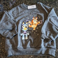 Old Navy Girl's Bluey Grey Halloween Sweatshirt - Bluey and Bingo - 2T - NWT