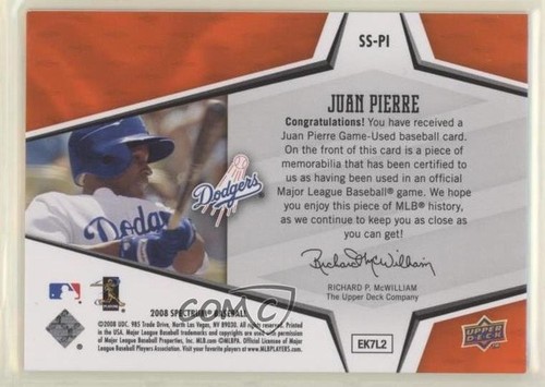 2008 Upper Deck Spectrum Spectrum Swatches Orange /75 Juan Pierre #SS-PI - Picture 2 of 3