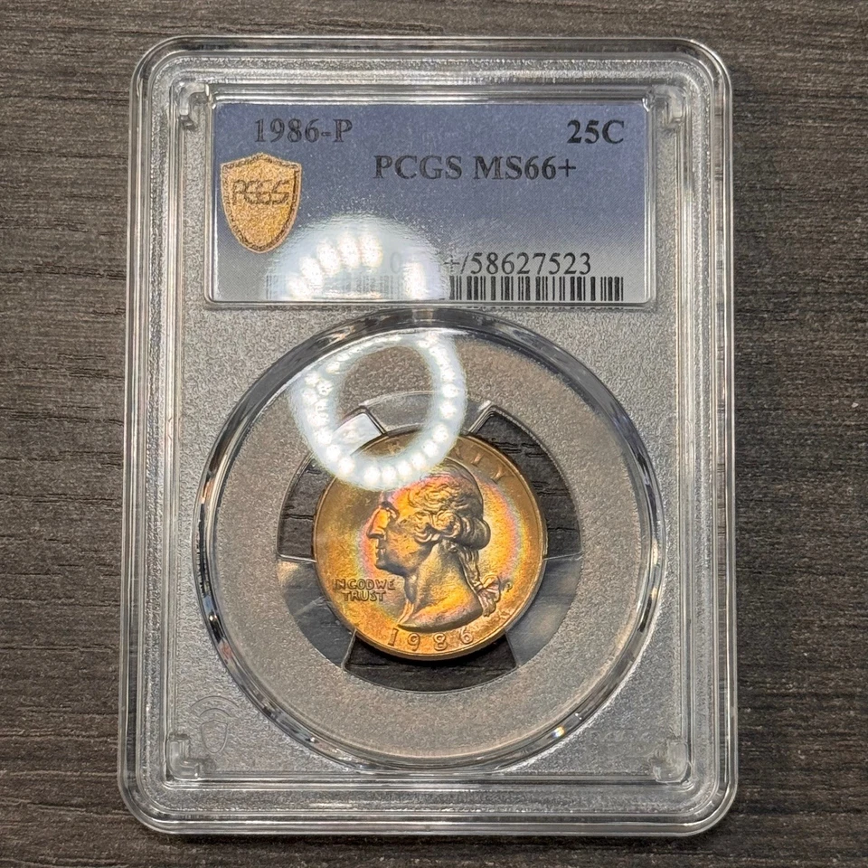 MS66+ 1986-P 25C Washington Quarter, PCGS Trueview- Beautifully Rainbow Toned - Image 2 of 4