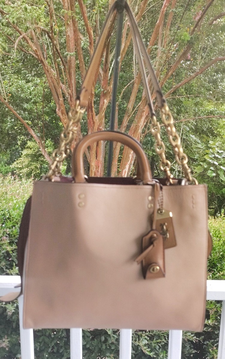 COACH トートバッグ ブラウン/ホワイト Coach 1941 Rogue LARGE 20755 Beige & White Colorblock Leather