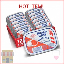 Beach Cliff Wild Caught Sardines in Tomato Sauce, 3.75 oz Can Pack of 12 - 16g