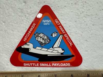 Vintage NASA Space Shuttle Sticker - Getaway Special- Hitchhiker- Small Shuttle 