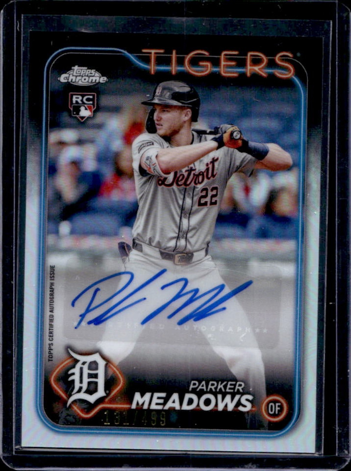 2024 Topps Chrome Update Parker Meadows Auto RC Refractor Rookie #/499 Tigers
