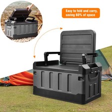 Heavy Duty 60L Collapsible Car Boot Storage Box Foldable Sit-on Organiser Black