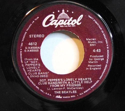 The Beatles – Sgt. Pepper's Lonely Hearts Club Band Capitol 4612 7" Single VG+