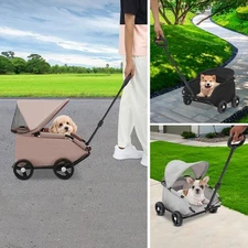 Pet Stroller for Small Dogs Cats 4 Wheels Travel Folding Carrier Trolley Cart US