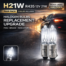2x H21W 12V 21W Halogen Bulbs R435 BAY9s Car Fog Brake Indicator Light Pair