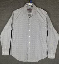 Robert Graham Shirt Mens L Blue Paisley Striped Flip Cuff Long Sleeve Button Up