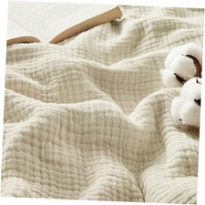 100 Cotton Muslin Blankets for Adults Large Throw XL 50" x 70" 01 - Beige
