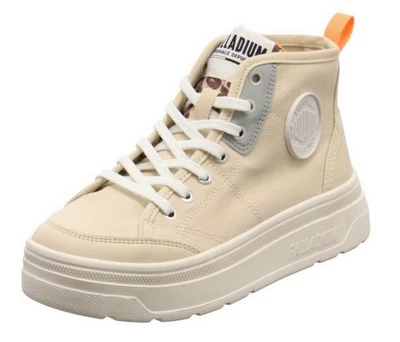 Palladium Schnürstiefelette Palla Asphalt Mid Cvs Beige Leinen High Boot Sneaker - Bild 1 von 4