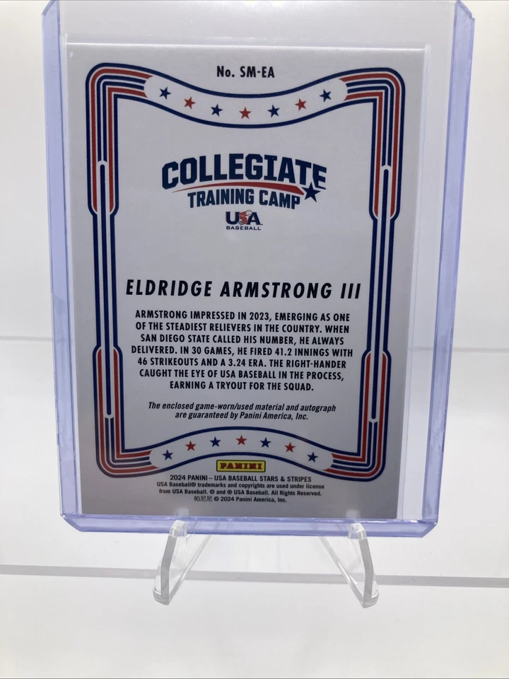 2024 Panini Stars and Stripes Collegiate Team Eldridge Armstrong III Auto Jersey - Image 4 of 4