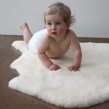 Premium Baby Sheepskin Rug Babycare Nursery Rug 100 Natural Lambskin Blanket...